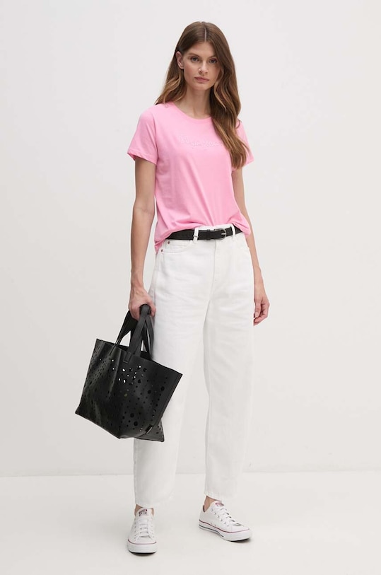 Pepe Jeans t-shirt bawełniany ESPE PL505896 różowy AW24