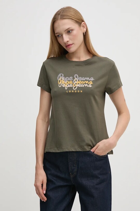 Pepe Jeans tricou din bumbac GALEY verde PL505941