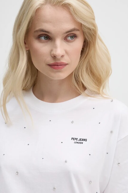 Бавовняна футболка Pepe Jeans ELIN білий PL505943