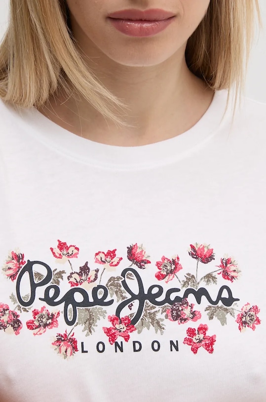 Bavlněné tričko Pepe Jeans GINNY PL505945 bílá