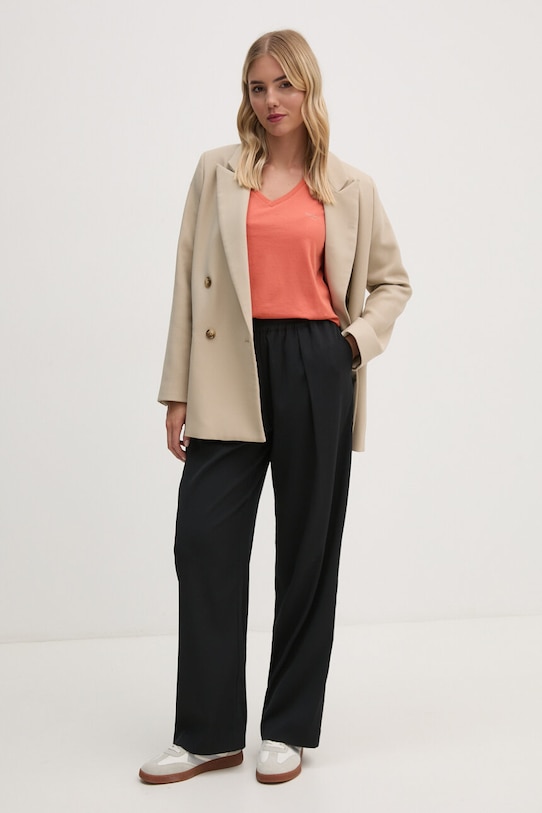 Pepe Jeans t-shirt bawełniany FIORE V NECK PL505948 pomarańczowy AW24