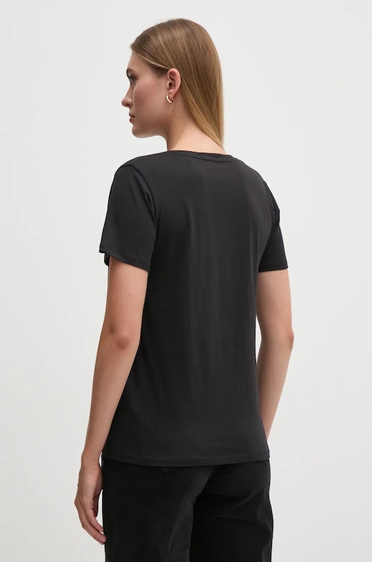 Odzież Pepe Jeans t-shirt bawełniany FIORE V NECK PL505948 czarny