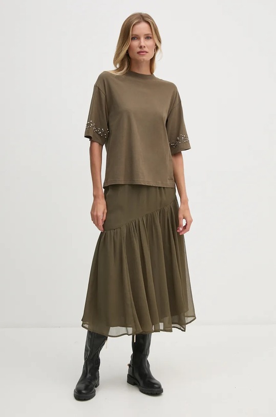 Βαμβακερό μπλουζάκι Pepe Jeans FRISIA PL505950 πράσινο AW24