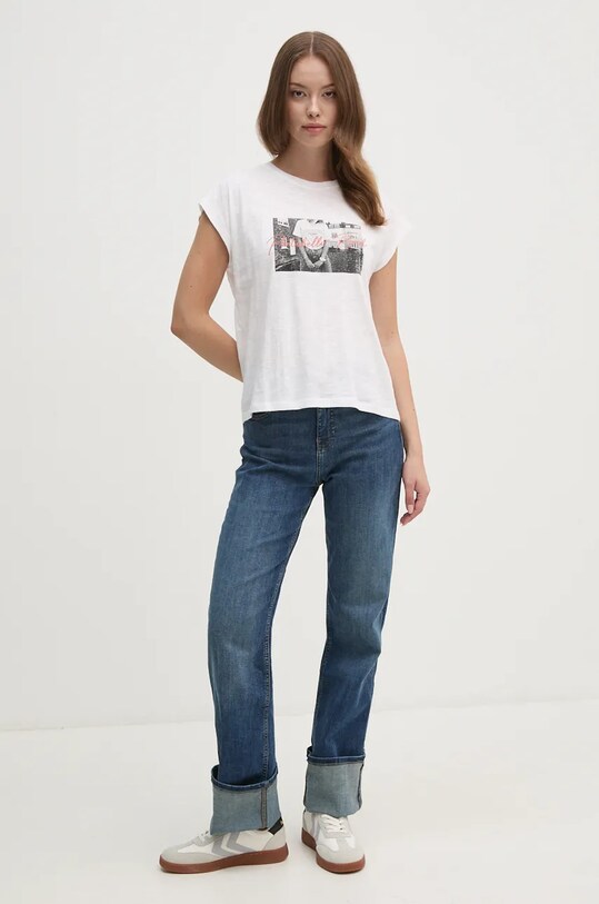 Бавовняна футболка Pepe Jeans GLORY PL505963 білий AW24