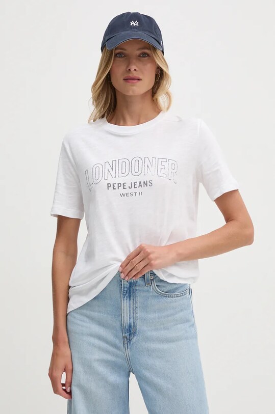 Pepe Jeans tricou din bumbac GABBY print alb PL505968