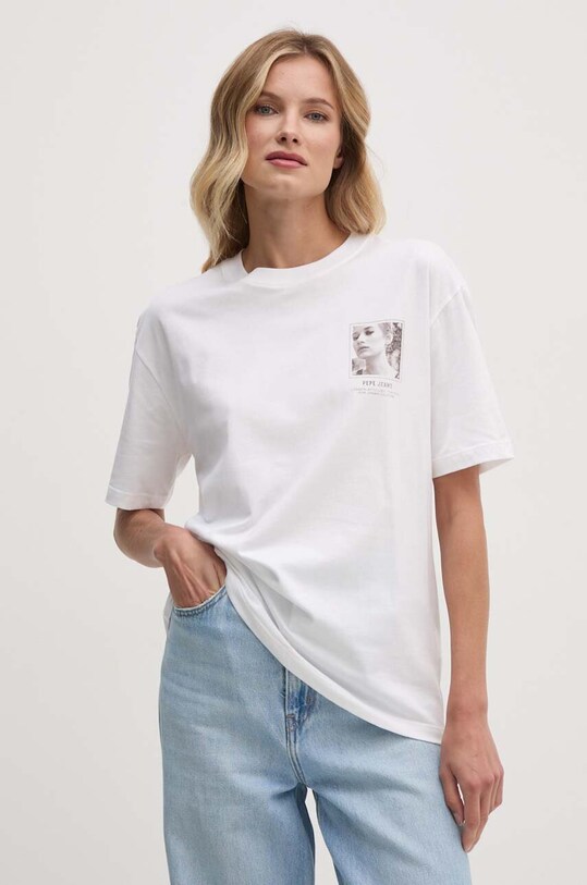 Хлопковая футболка Pepe Jeans GILLY белый PL505975