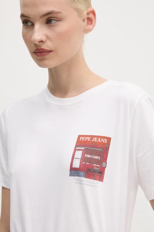 Хлопковая футболка Pepe Jeans GWENDOLYN хлопок белый PL505976