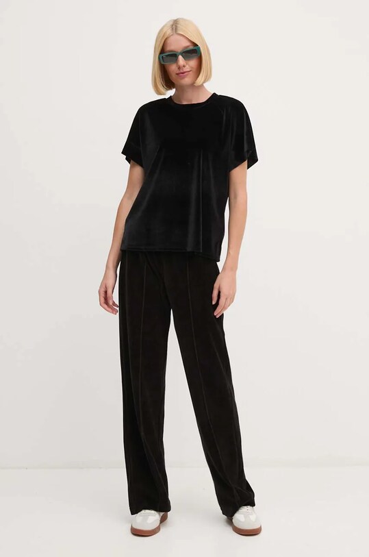 Joop! t-shirt welurowy 30043911 czarny AW24
