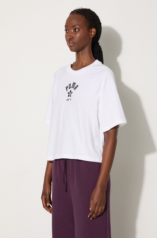 Bavlněné tričko Puma Classics Play Paris Relaxed Tee bílá 626808