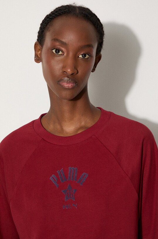 Bavlněné tričko Puma Classics Play Paris Relaxed Tee 626808 burgundské