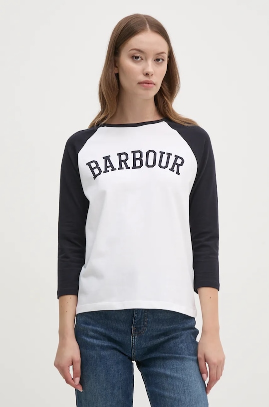 Barbour longsleeve print alb LTS0617