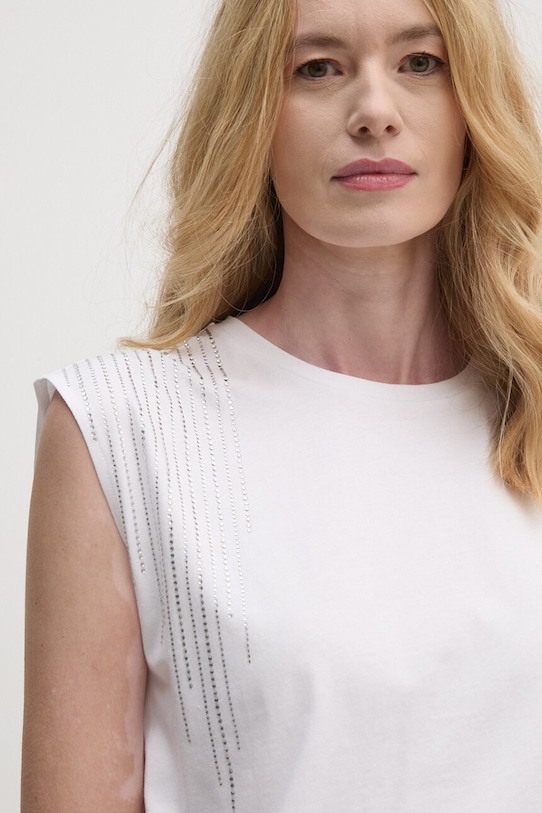 Sisley top bawełniany biały 351SL106J