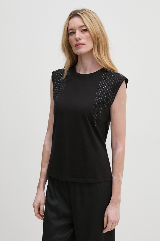Бавовняний топ Sisley relaxed чорний 351SL106J
