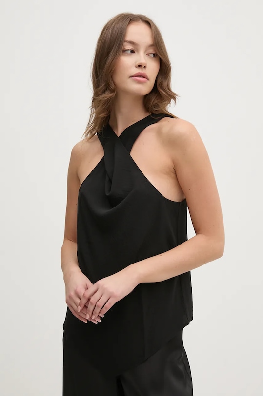 Blúzka Sisley jednofarebný čierna 5LTHLH019