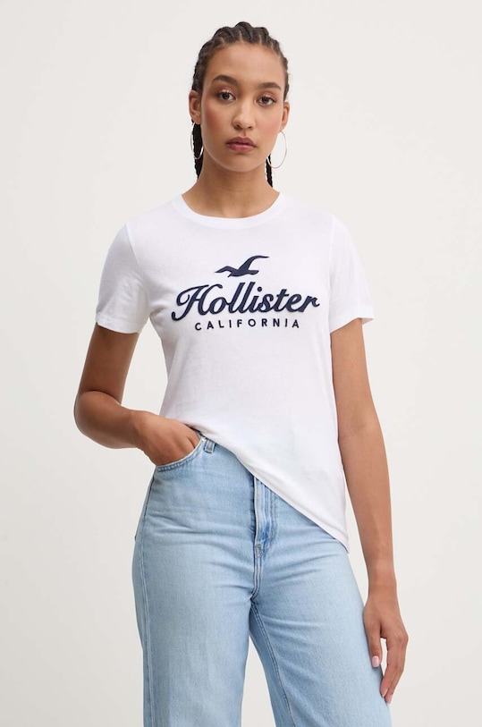Hollister Co. pamut póló pamut fehér KI357.3284.100