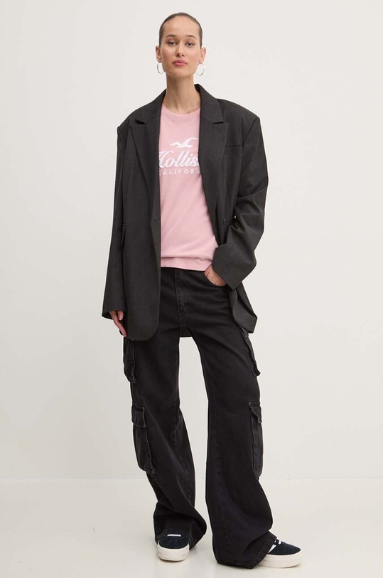 Hollister Co. tricou din bumbac KI357.3284.601 roz AW24