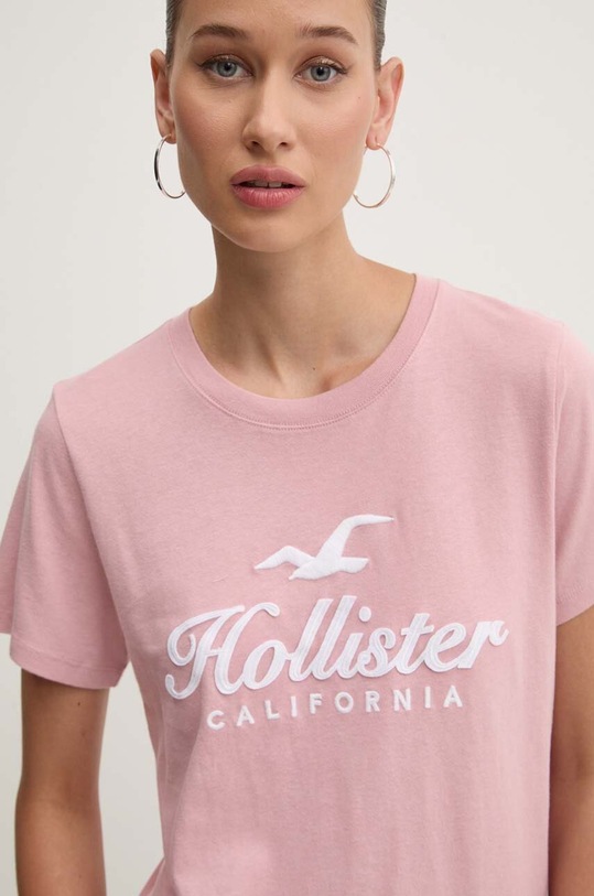 Hollister Co. tricou din bumbac roz KI357.3284.601