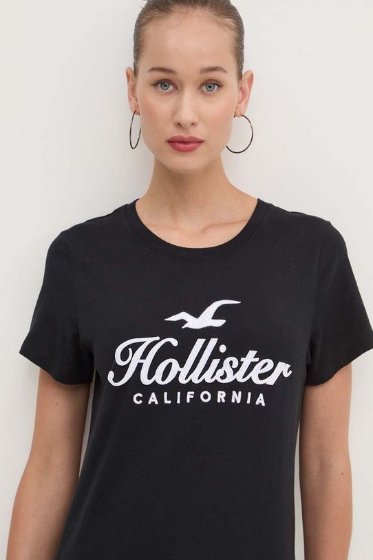 Βαμβακερό μπλουζάκι Hollister Co. βαμβάκι μαύρο KI357.3284.900
