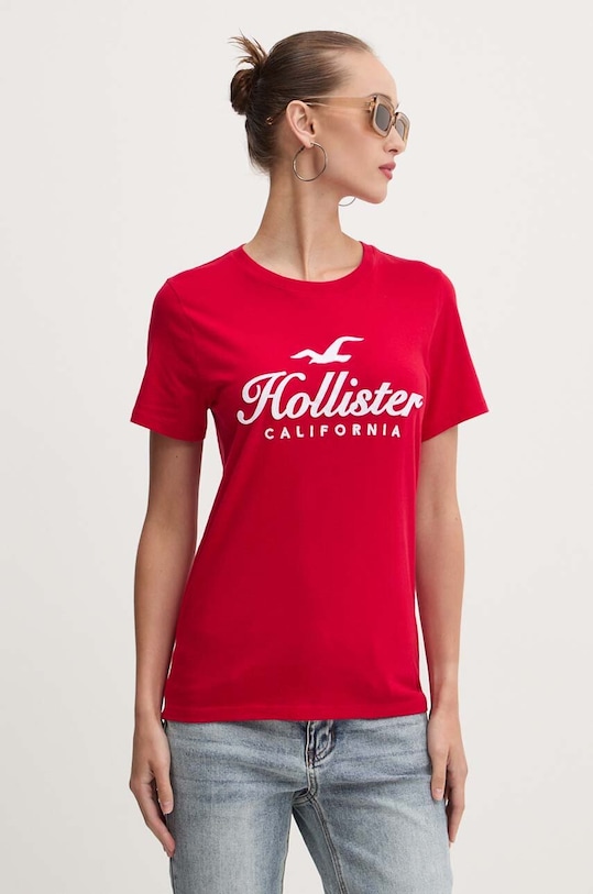Βαμβακερό μπλουζάκι Hollister Co. βαμβάκι κόκκινο KI357.3285.500