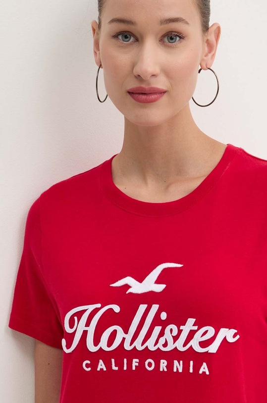 Βαμβακερό μπλουζάκι Hollister Co. κόκκινο KI357.3285.500