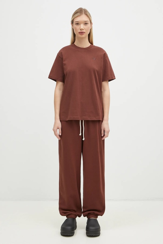 Pamučna majica New Balance Athletics Jersey WT41501ROK smeđa