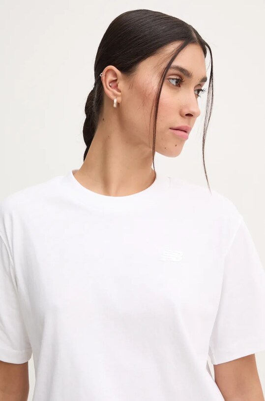 New Balance tricou din bumbac Athletics Jersey alb WT41501WT
