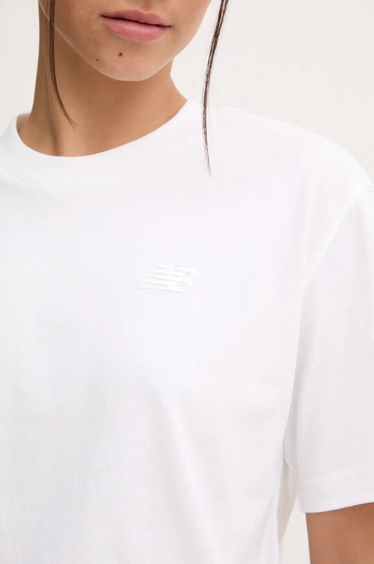 New Balance tricou din bumbac Athletics Jersey WT41501WT alb