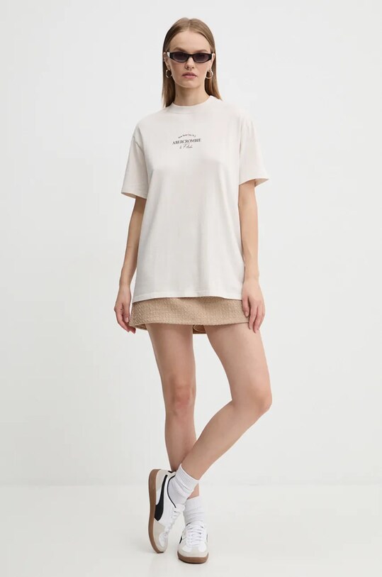 Abercrombie & Fitch tricou din bumbac KI157.1200.178 bej AW24
