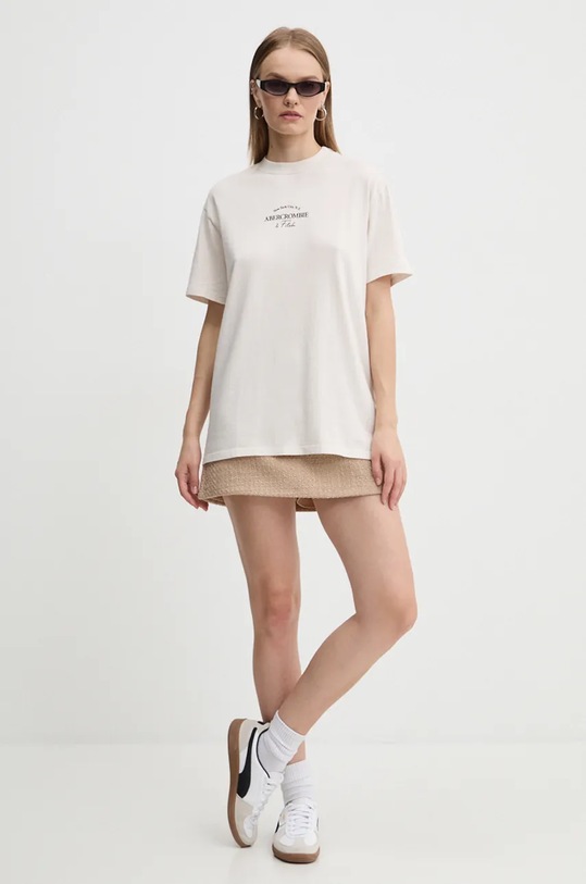 Abercrombie & Fitch t-shirt bawełniany KI157.1200.178 beżowy AW24
