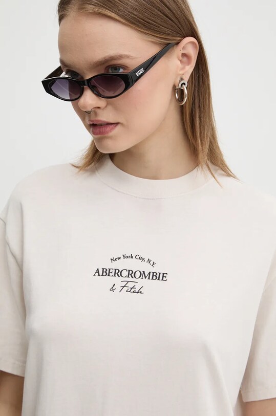 Abercrombie & Fitch tricou din bumbac bej KI157.1200.178