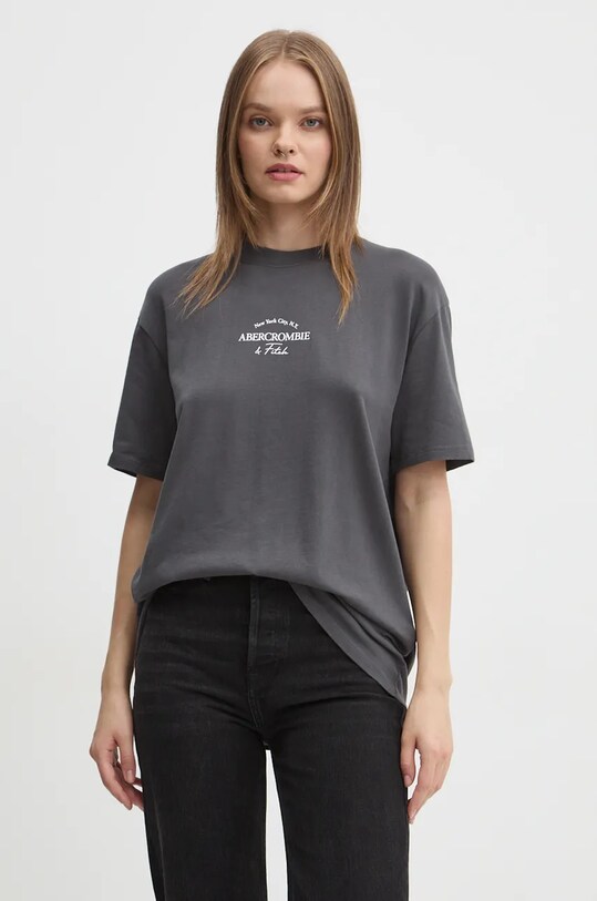 Abercrombie & Fitch t-shirt bawełniany nadruk szary KI157.1200.954