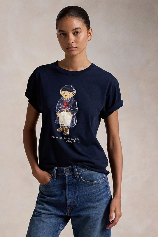 Bavlněné tričko Polo Ralph Lauren potisk námořnická modř 211947944