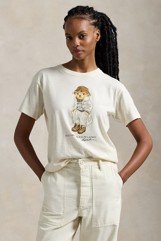 Polo Ralph Lauren tricou din bumbac print alb 211947961