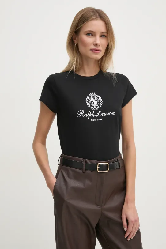 Bavlněné tričko Polo Ralph Lauren potisk černá 211952901