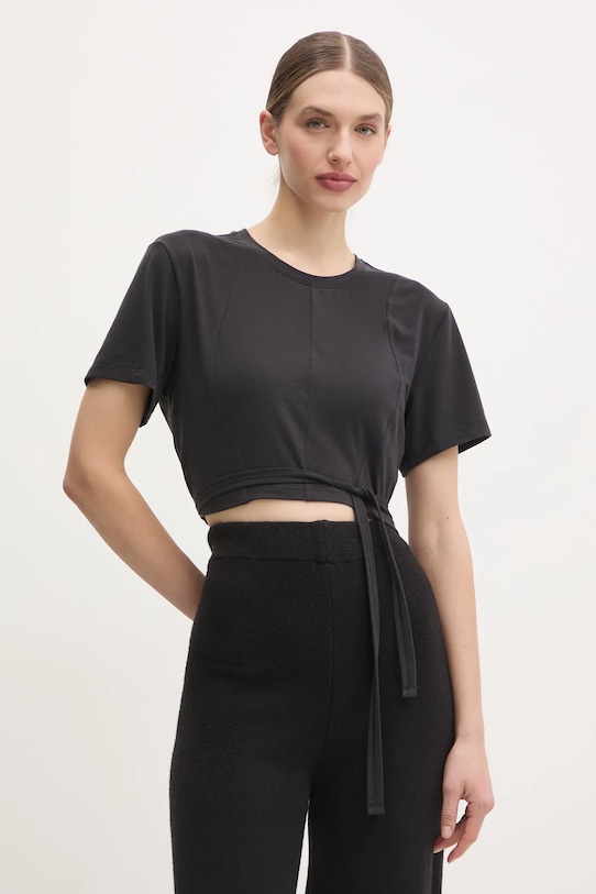 Kratka majica za jogo adidas Performance Yoga Brez vzorca črna IS6713