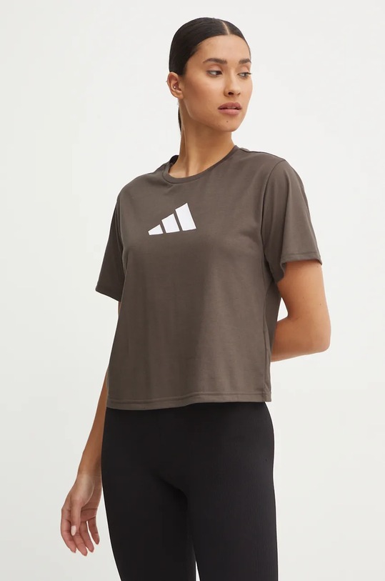 adidas Performance t-shirt treningowy Train Essentials aplikacja zielony JG8616
