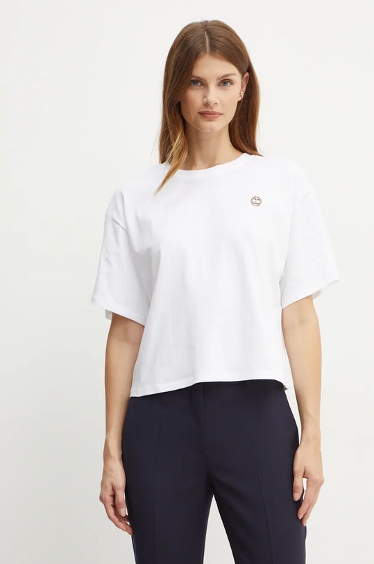 Twinset tricou din bumbac uni alb 242TP2521