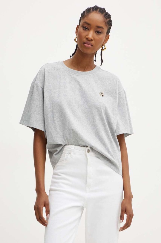 Twinset tricou din bumbac uni gri 242TP2521