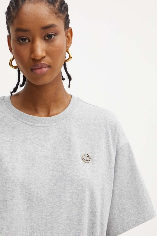 Twinset tricou din bumbac gri 242TP2521