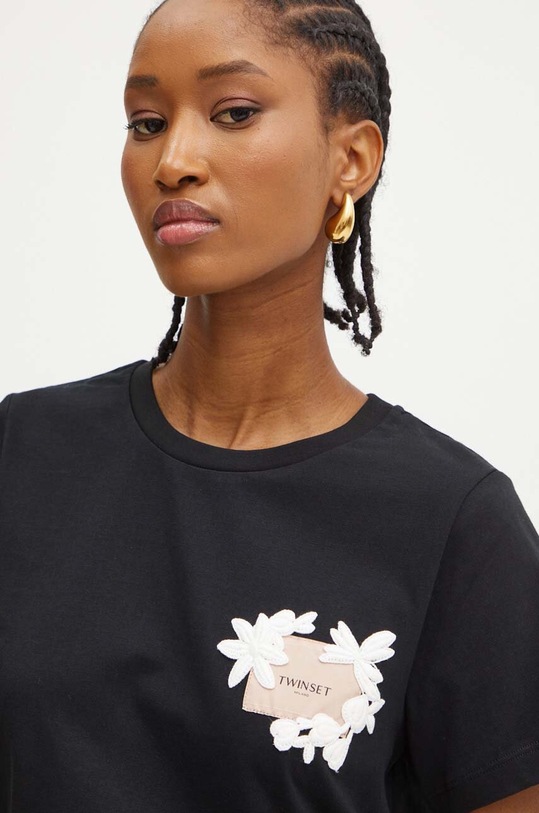 Twinset tricou din bumbac negru 242TP2520