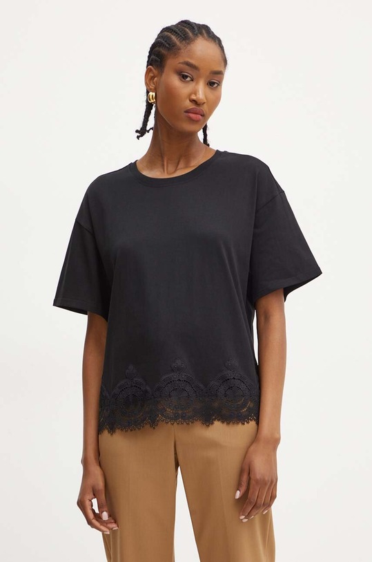 Twinset tricou din bumbac uni negru 242TP2510