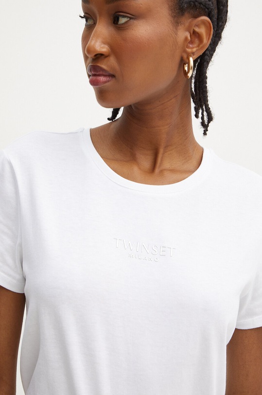 Twinset t-shirt bawełniany biały 242TP2321