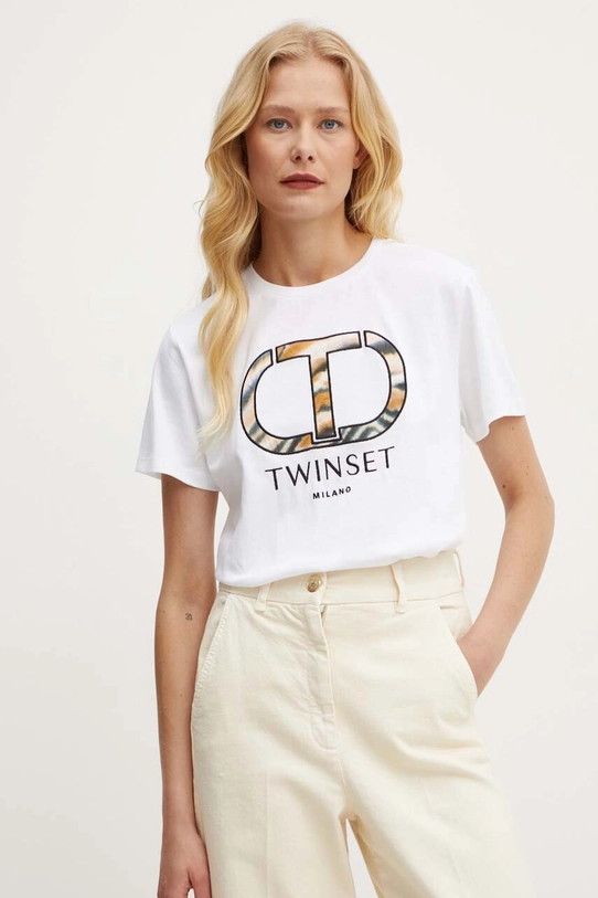 Twinset t-shirt bawełniany biały 242TP2523