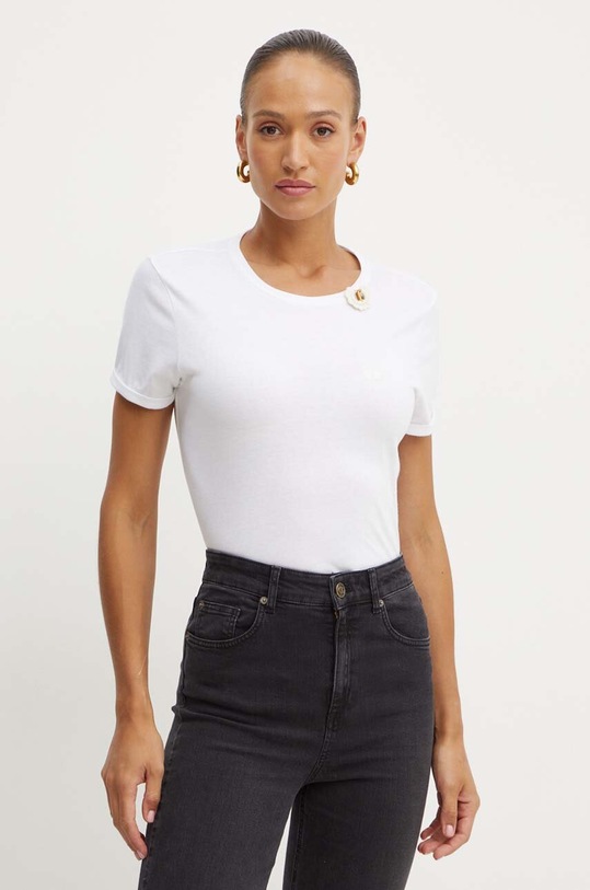 Twinset tricou din bumbac uni alb 242TP2502