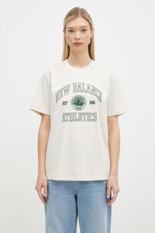 New Balance cotton t-shirt applique beige WT43548LIT