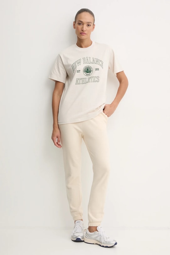 New Balance t-shirt bawełniany WT43548LIT beżowy AW24