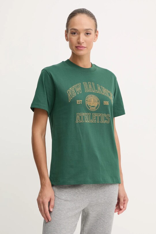 New Balance tricou din bumbac print verde WT43548NWG
