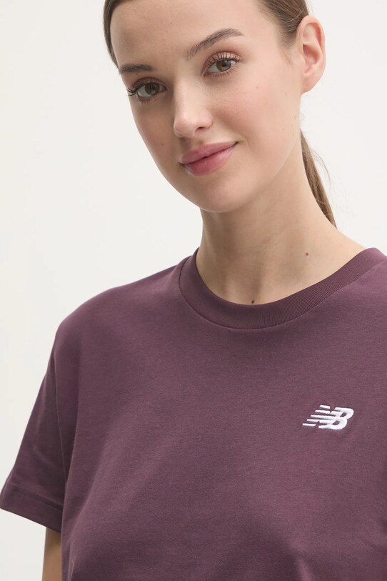 Bavlněné tričko New Balance burgundské WT41509PLN
