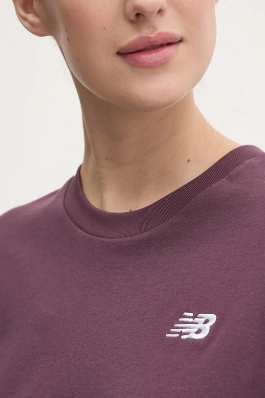 Bavlněné tričko New Balance WT41509PLN burgundské