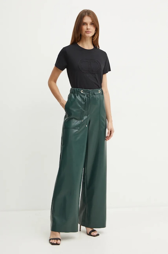 Pamučna majica Twinset 242TT2460 crna AW24